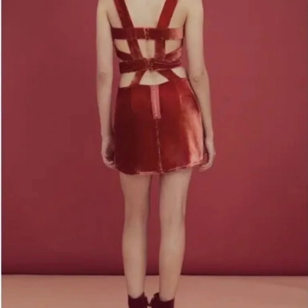For Loves and Lemons Red Velvet Cutout Mini dress - Picture 5 of 8